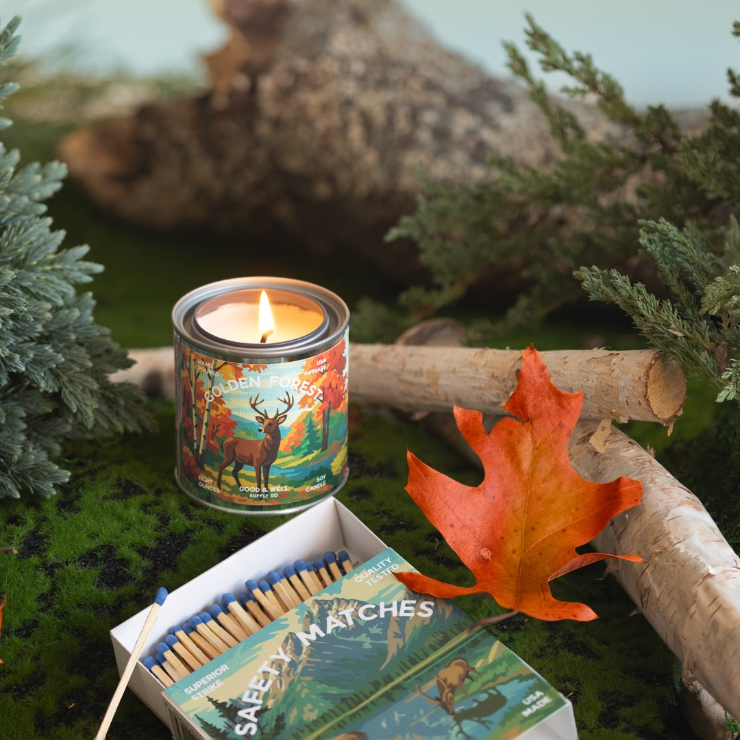 Mountain Lake & Elk Square Matchbox